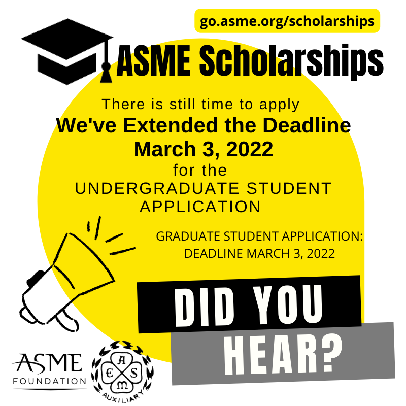 ASME Scholarship Deadline Extended! – Mechanical Engineering Graduate ...